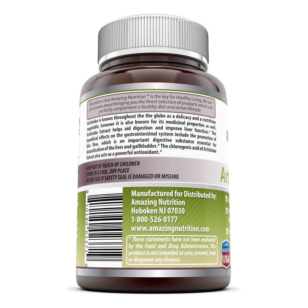 Amazing Formulas Artichoke Extract Dietary Supplement 500 mg 180 Capsules