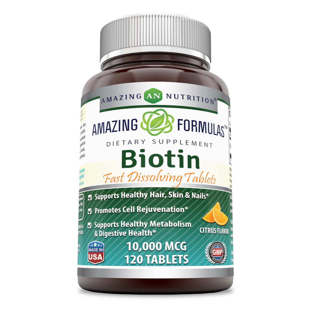 Amazing Formulas Biotin Fast Dissolving 10000 MCG 120 Tablets Citrus Flavor