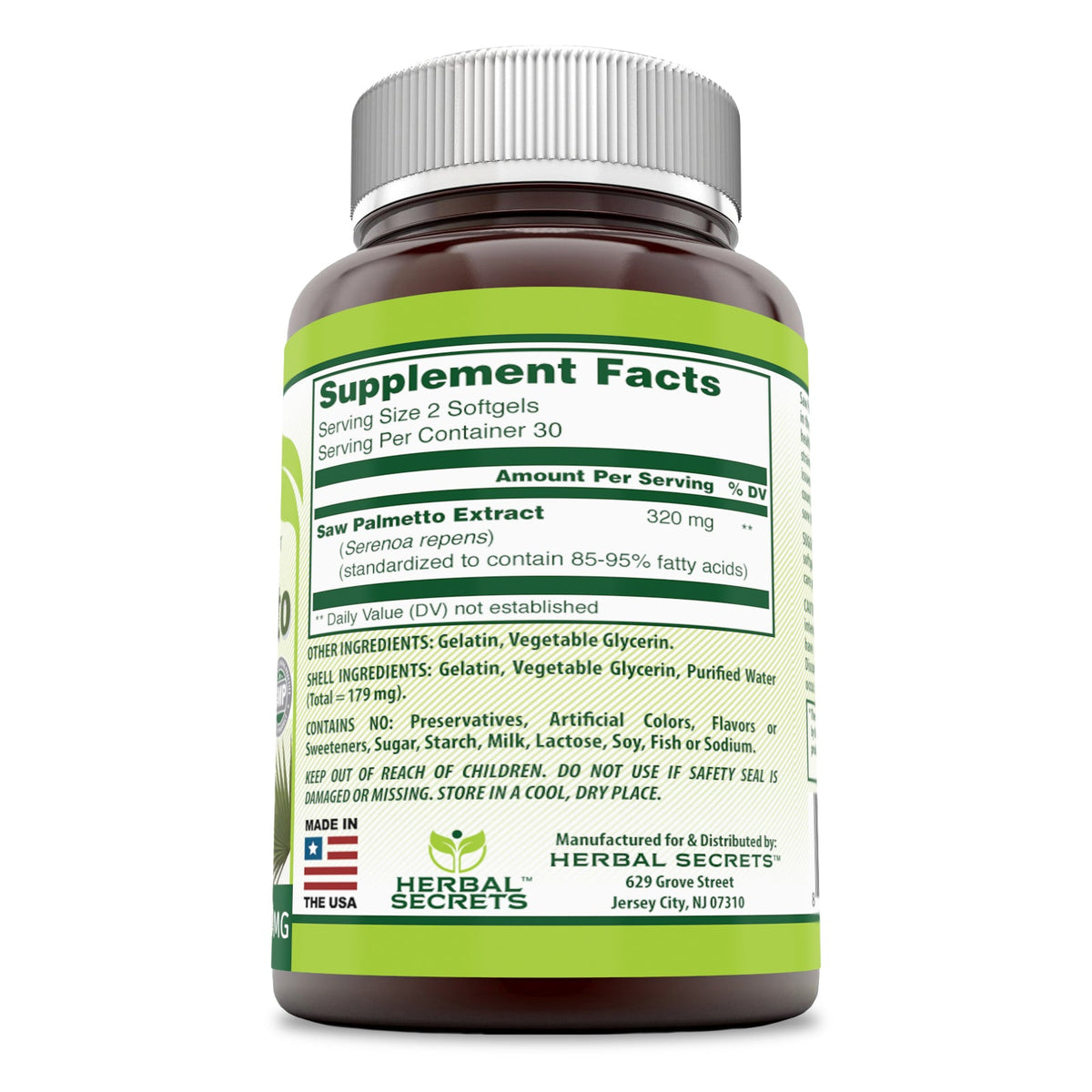Herbal Secrets Saw Palmetto 320mg 90 Softgels Amazing Muscle