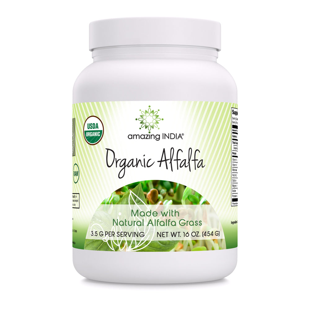 Amazing India Organic Alfalfa Powder | 16 Oz