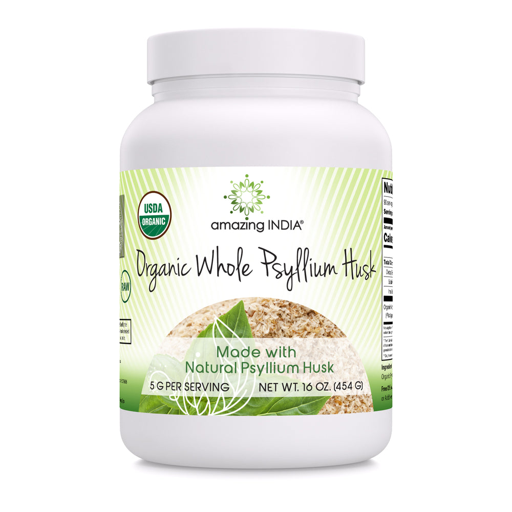 Amazing India Organic Whole Psyllium Husk 16 Oz