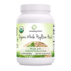 Amazing India Organic Whole Psyllium Husk 16 Oz