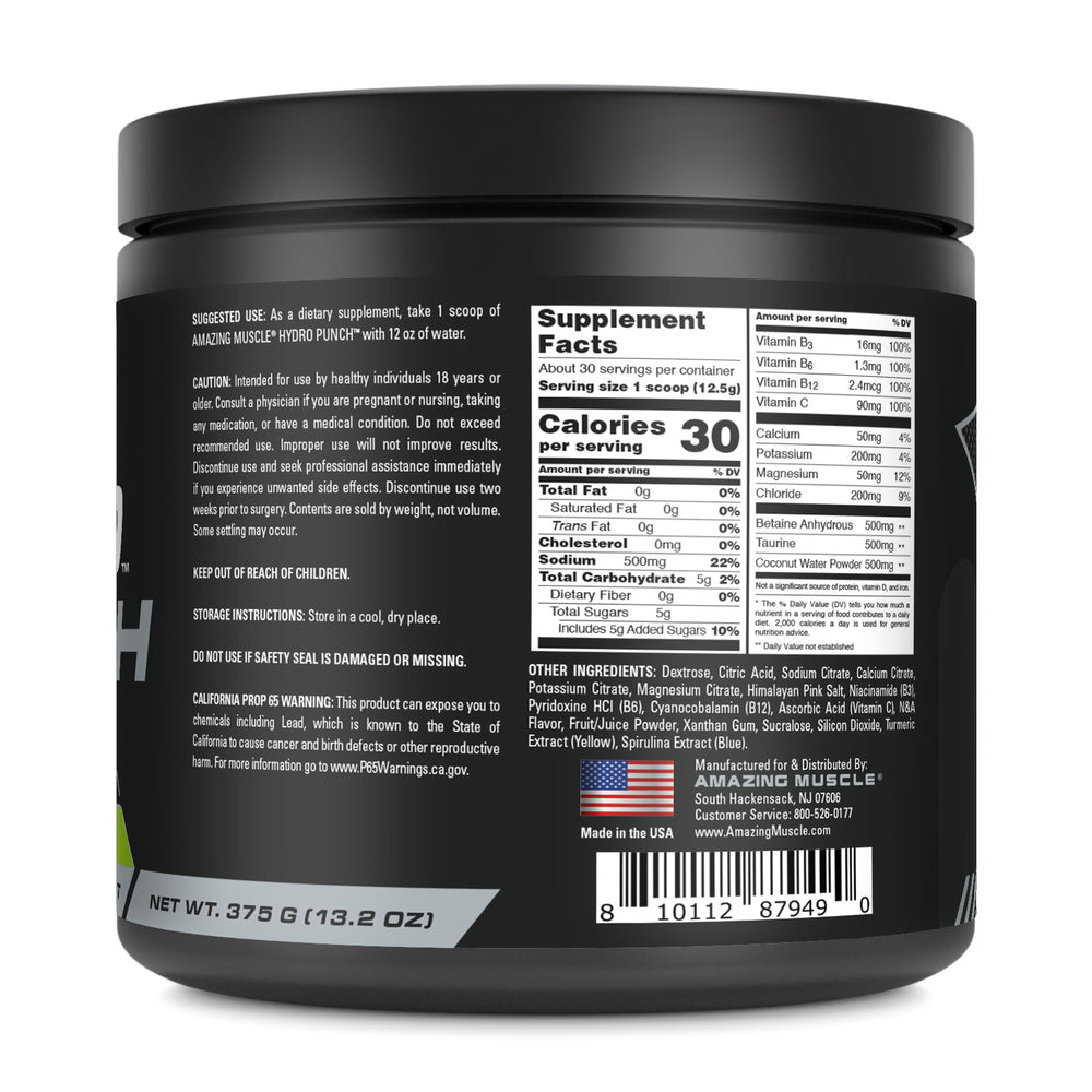 Amazing Muscle Hydro Punch | Hydration + Electrolyte Blend | 375 Grams | 30 Servings