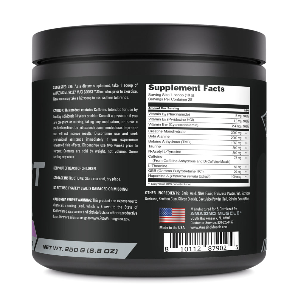 Amazing Muscle Max Boost | Intense Pre-Workout Supplement | 25 Servings