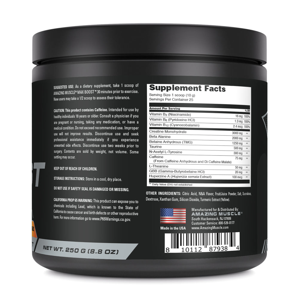 Amazing Muscle Max Boost | Intense Pre-Workout Supplement | 25 Servings