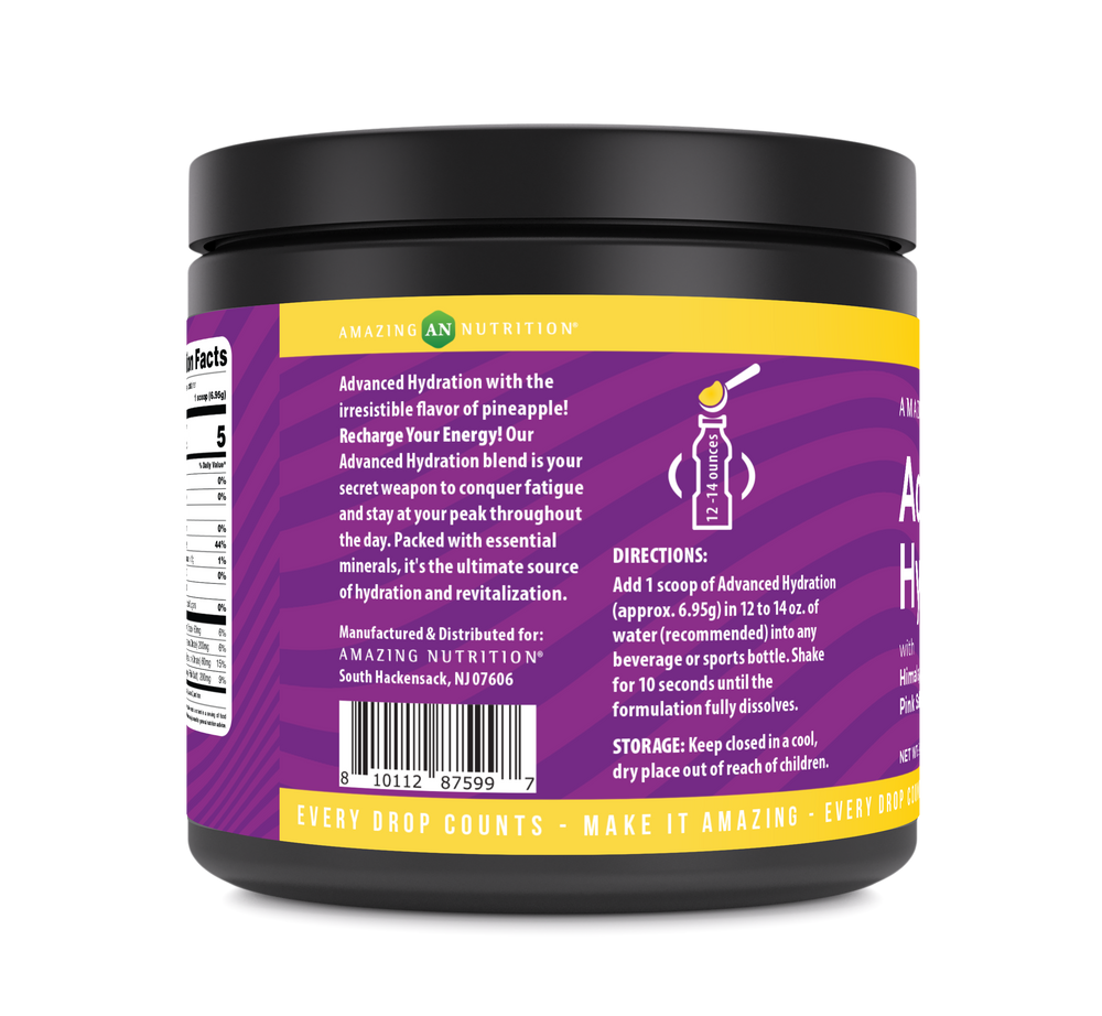 Amazing Nutrition Advanced Hydration, Electrolyte Powder 30 Servings | Packed with Essential Minerals | Sugar-Free | Keto Friendly | Non-GMO | Gluten-Free