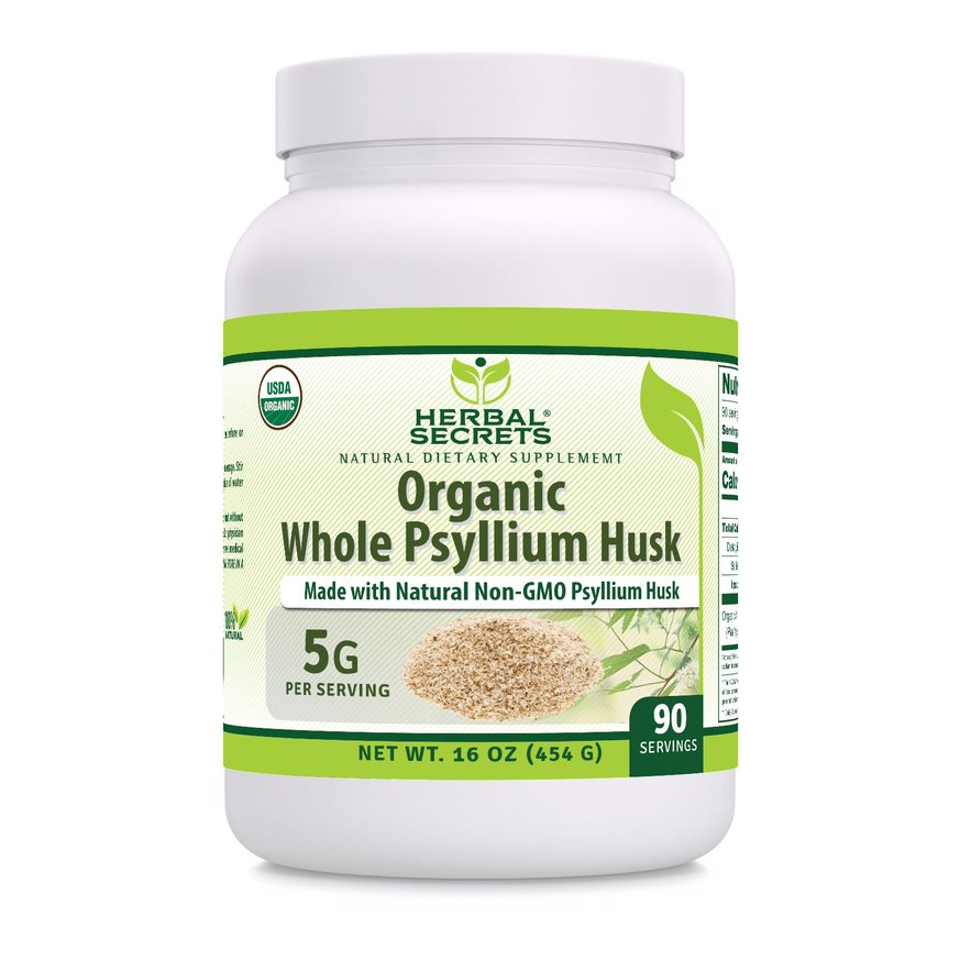 Herbal Secrets Psyllium Husk Powder | USDA Certified Organic | 16 Oz