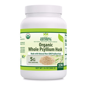Herbal Secrets Organic Whole Psyllium Husk | 24 Oz