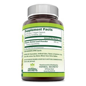 Herbal Secrets Organic Senna 500 Mg 120 Veggie Capsules