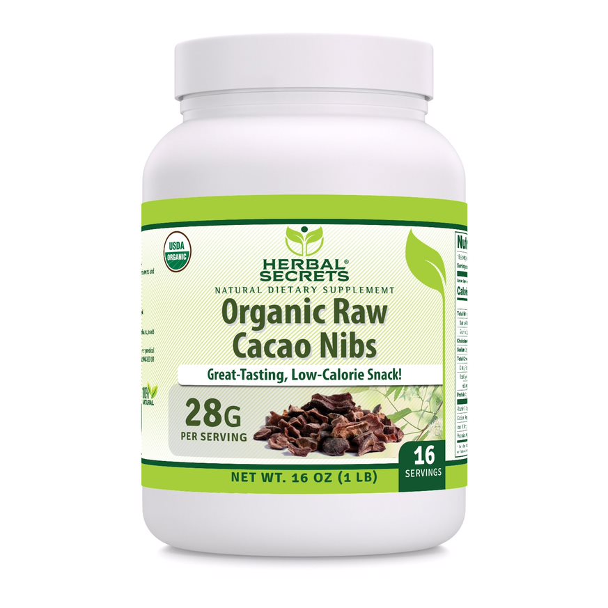 Herbal Secrets Organic Raw Cacao Nibs | 16 Oz