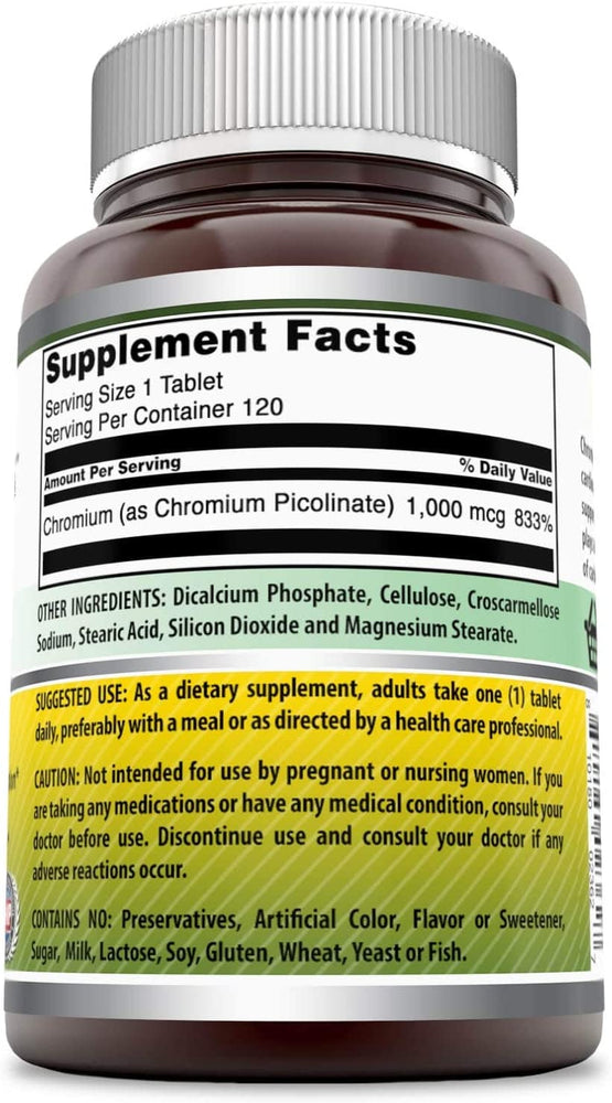 Amazing Formulas Chromium Picolinate Supplement 1000 mcg 120 Tablets