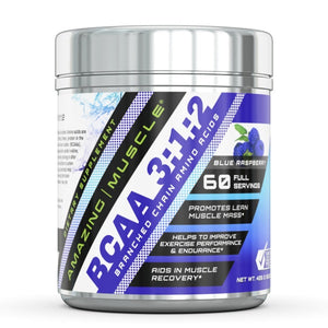 Amazing Muscle BCAA 3:1:2 Branched Chain Amino Acid - 0.94 lbs. - Approx. 60 servings (Blue Raspberry)