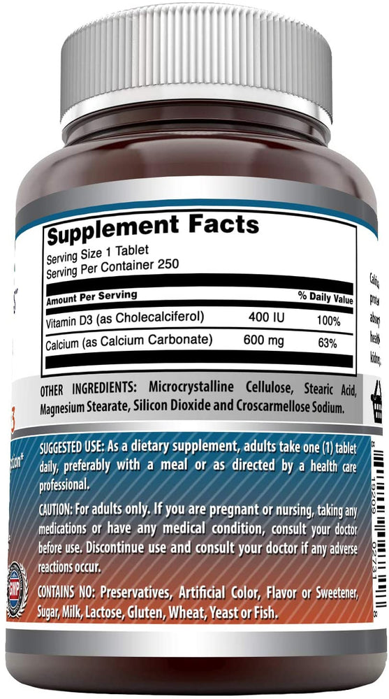 Amazing Formulas Calcium with Vitamins D3 250 Tablets