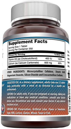 Amazing Formulas Calcium with Vitamins D3 250 Tablets