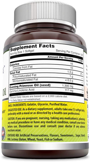 Amazing Formulas Evening Primrose Oil Dietary Supplement 1300 Mg 120 Softgel