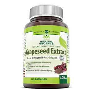 Herbal Secrets Grapeseed Extract - 100 Mg, 120 Capsules - Amazing Nutrition