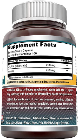 Amazing Formulas Choline Inositol 500 Mg 100 Capsules