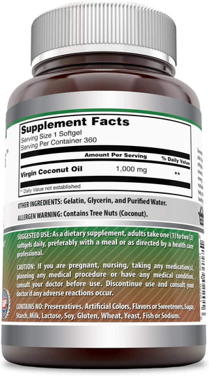 Amazing Formulas Coconut Oil 1000 Mg 360 Softgel