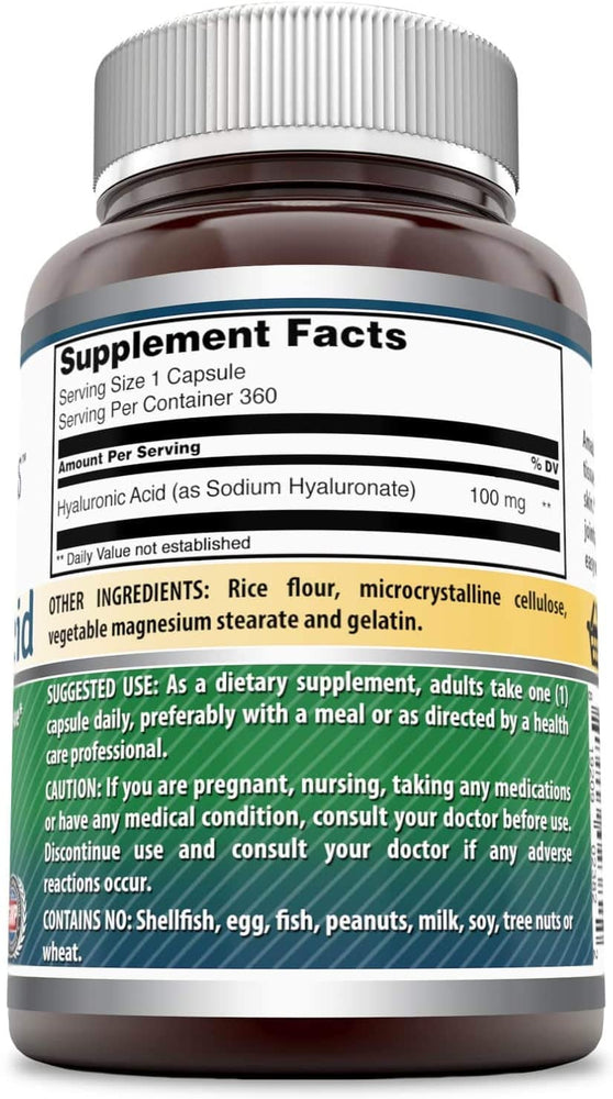 Amazing Formulas Hyaluronic Acid 100 mg 360 Capsules