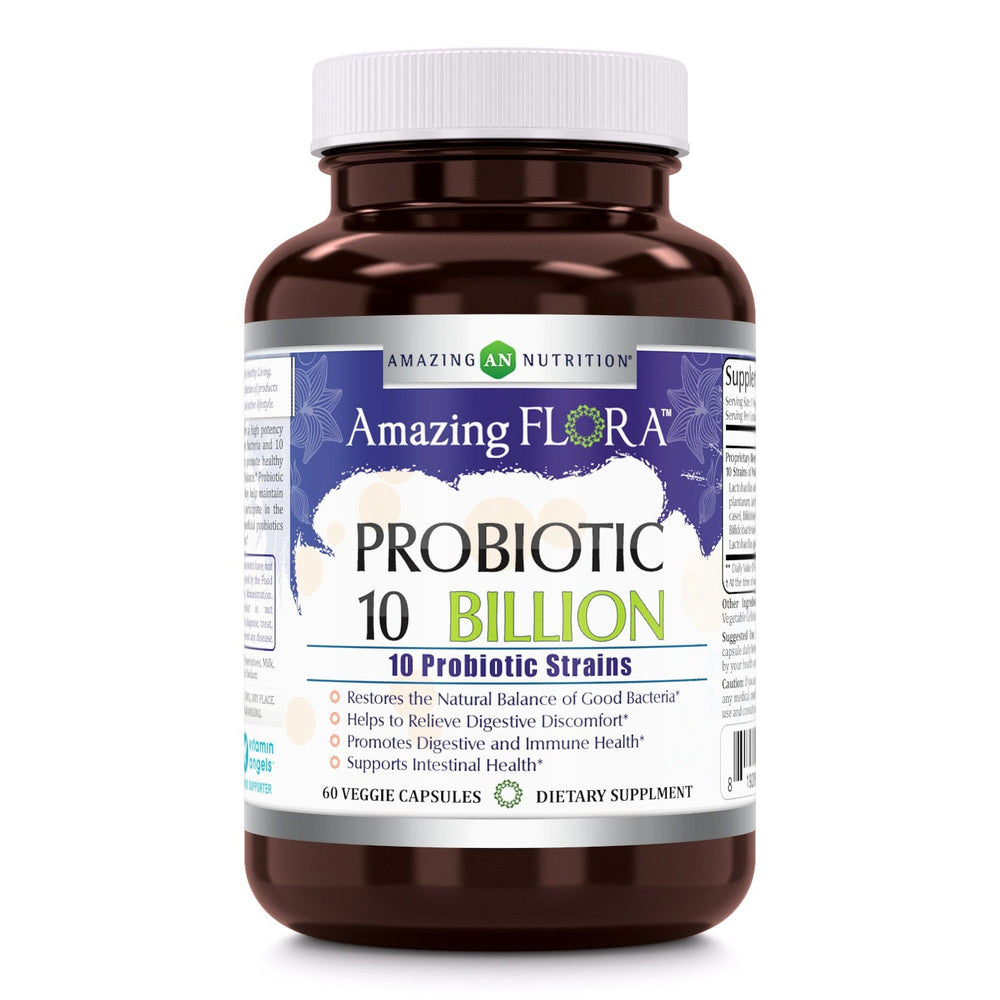 Amazing Flora Probiotic | 10 Billion CFU 10 Probiotic Strains | 60 Capsules