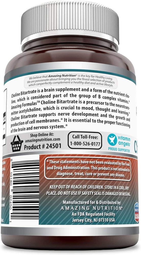 Amazing Formulas Choline Bitartrate 650 Mg 180 Tablets