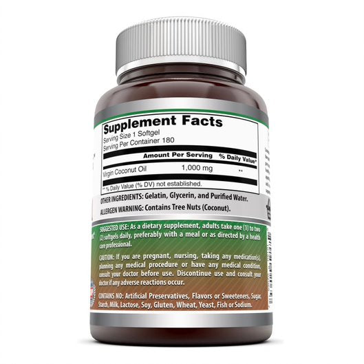 Amazing Formulas Coconut Oil 1000 Mg 180 Softgels