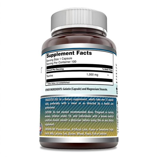 Amazing Formulas Taurine 1000mg 100 Capsules