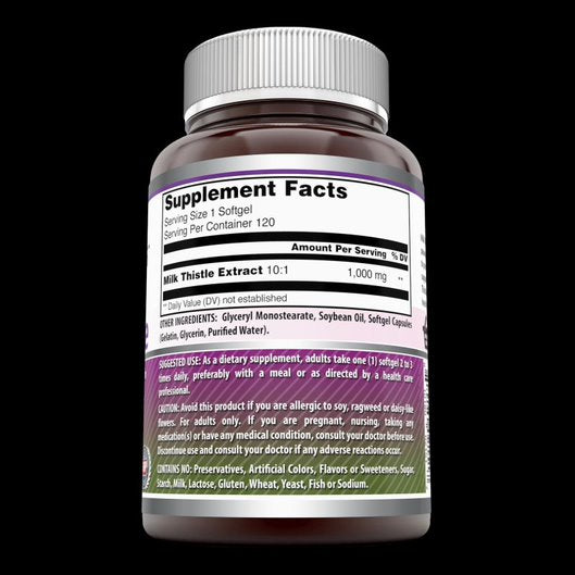 Amazing Formulas Milk Thistle 1000 Mg 120 Softgels