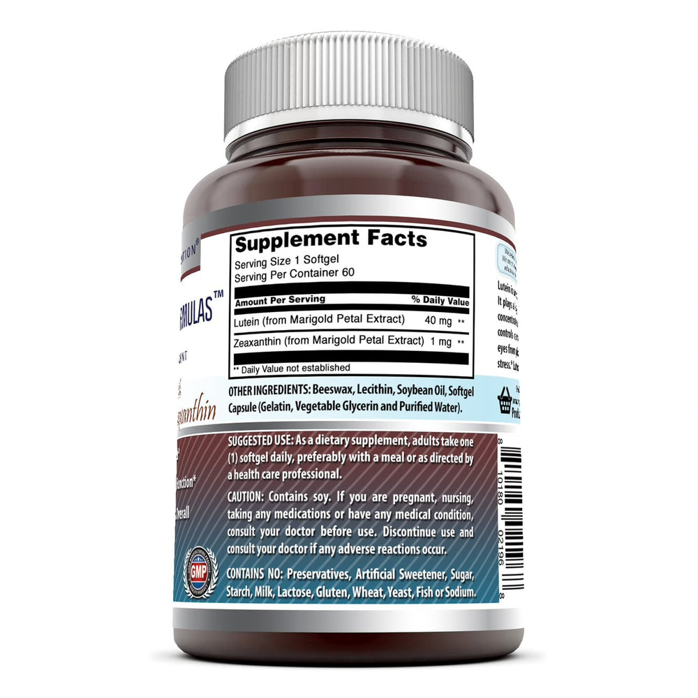 Amazing Formulas Lutein 40 mg with Zeaxanthin 1600 mcg- 60 Softgels