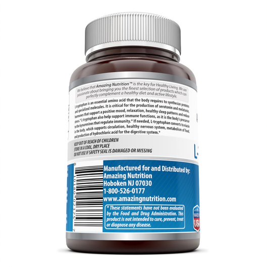 Amazing Formulas L-Tryptophan Dietary Supplement 1000 mg 60 Tablets