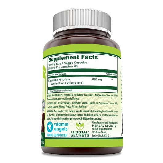 Herbal Secrets Caralluma 800 Mg Per Serving 120 Veggie Capsules