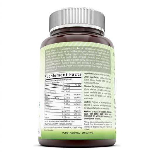 Amazing India Barley Grass Super Green Food 500 Mg 250 Tablets