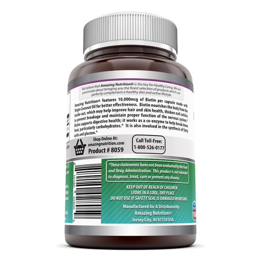 Amazing Formulas Biotin Made with Coconut Oil Dietary Supplement 10,000mcg 120 Softgels