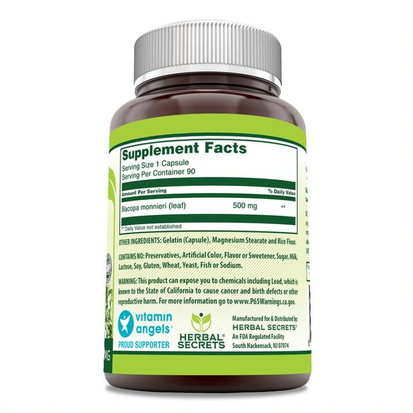 Herbal Secrets Bacopa Powder | 500mg 90 Capsules