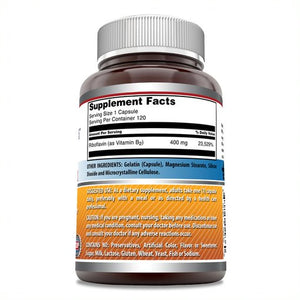 Amazing Formulas Riboflavin Dietary Supplement 400 Milligrams 120 Capsules