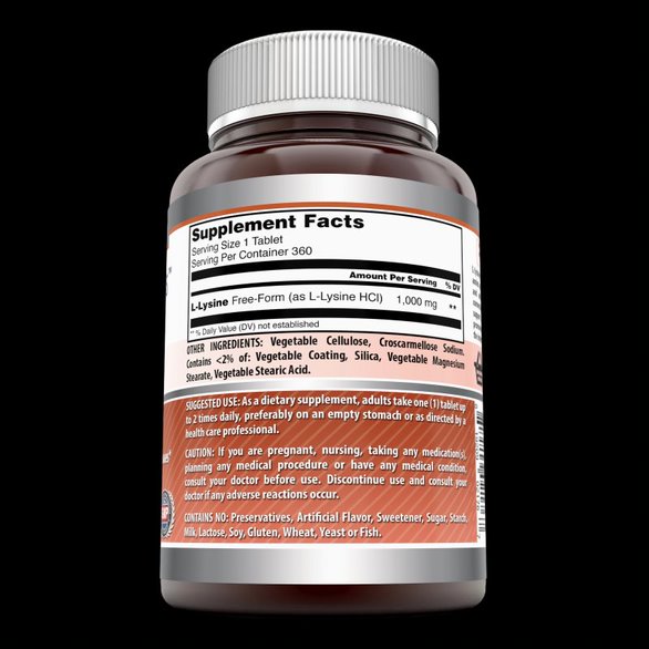 Amazing Formulas L-Lysine 1000 mg 360 Vegetarian Tablets