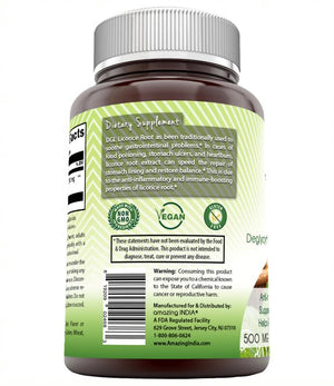 Amazing India DGL 500 mg 60 Vegetarian Capsules