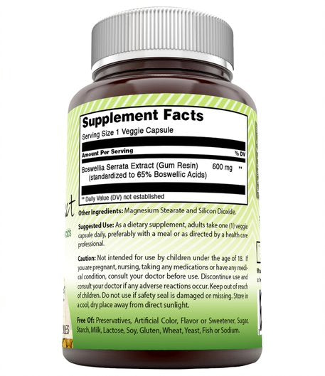 Amazing India Boswellia Extract 600 mg 120 Vegetarian Capsules