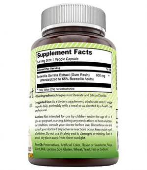 Amazing India Boswellia Extract 600 mg 120 Vegetarian Capsules