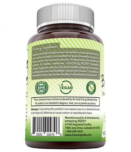 Amazing India Boswellia Extract 600 mg 120 Vegetarian Capsules