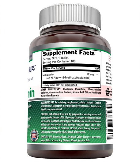Amazing Formulas Melatonin 12 Mg 180 Tablets