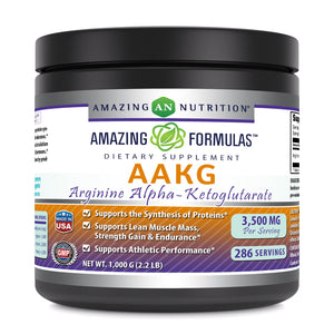 Amazing Formula(1 kg) Powder 2.2 Lbs Arginine Alpha Ketoglutarate (AAKG) Dietary Supplement (Approx. 200 Servings.)