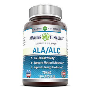 
                
                    Load image into Gallery viewer, Amazing Formulas ALA/ALC (Alpha Lipoic Acid/Acetyl-L-Carnitine) 750 mg 120 Capsules
                
            