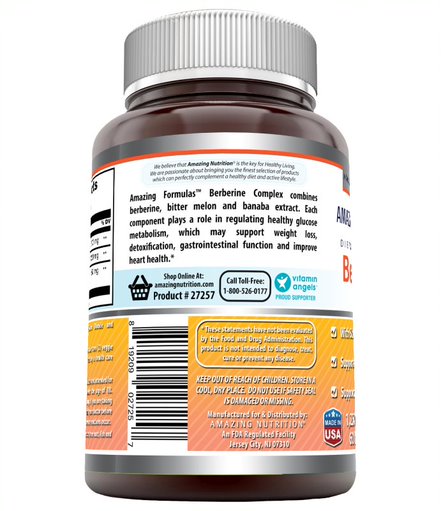 Amazing Formulas Berberine Complex 1250 mg per Serving 60 Veggie Capsules