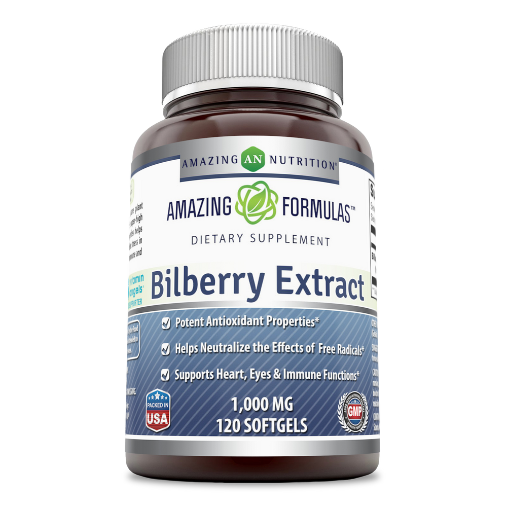Amazing Formula Bilberry Extract 1000 Mg 120 Softgels
