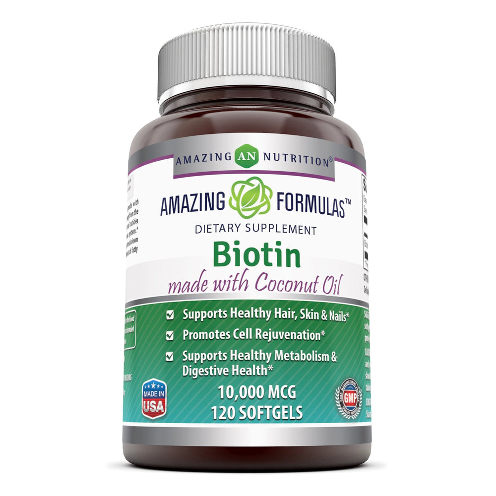 Amazing Formulas Biotin Made with Coconut Oil Dietary Supplement 10,000mcg 120 Softgels