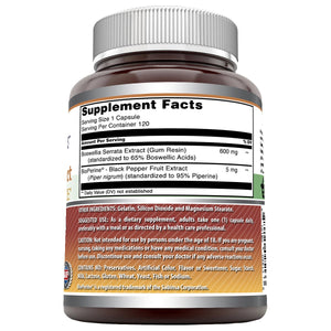 Amazing Formulas Boswellia Extract with BioPerine 600 mg 120 Capsules