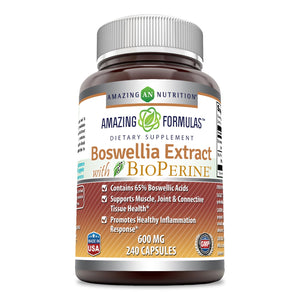 Amazing Formulas Boswellia Extract with BioPerine 600 mg 240 Capsules