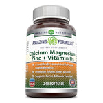 Amazing Formulas Calcium Magnesium Zinc Vitamin D3 240 Softgel