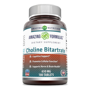 
                
                    Load image into Gallery viewer, Amazing Formulas Choline Bitartrate 650 Mg 180 Tablets
                
            